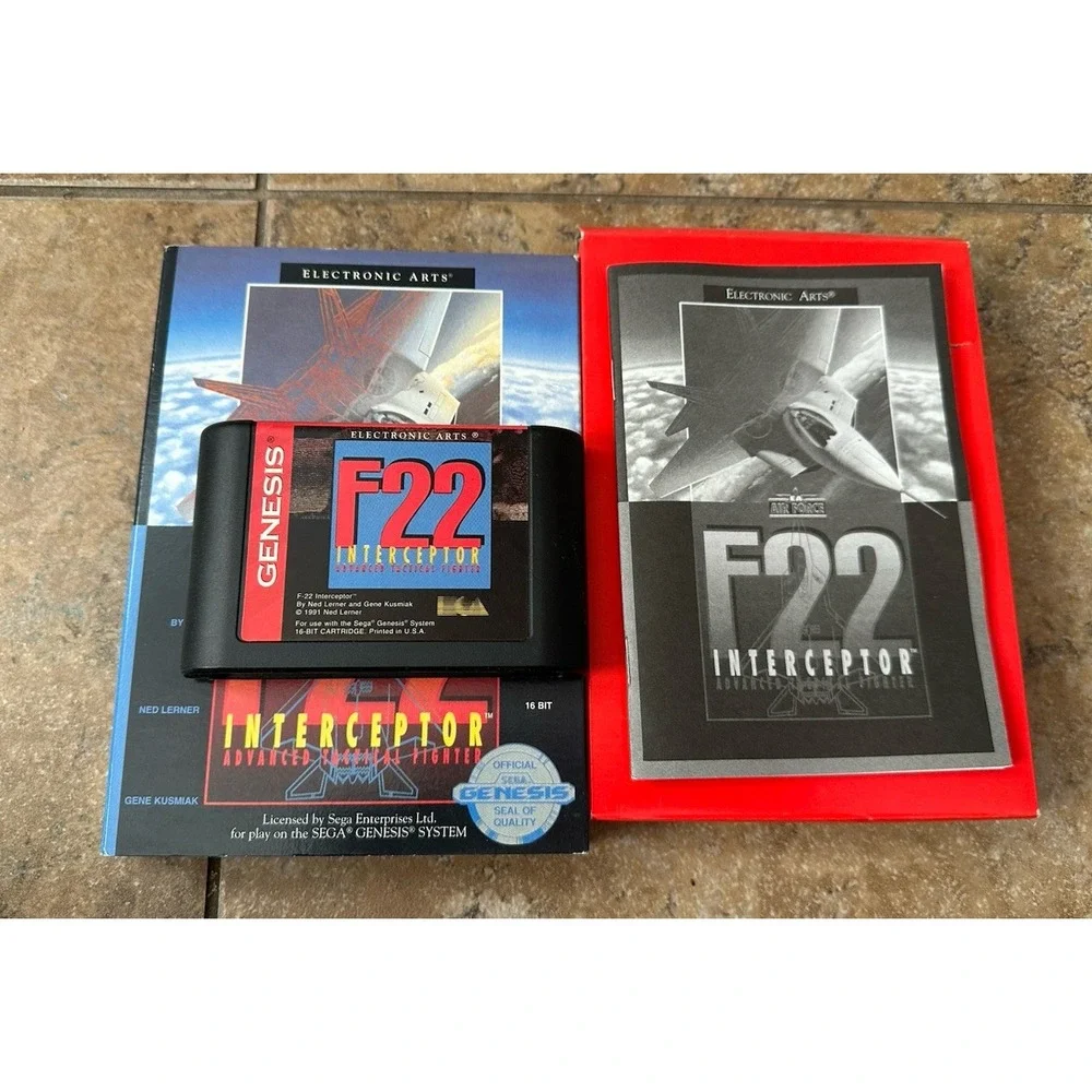 F22 INTERCEPTOR game for Sega Genesis COMPLETE